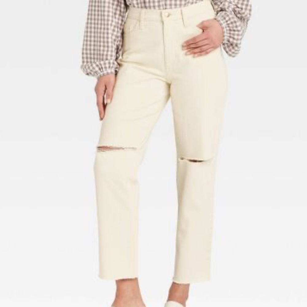 NWT Universal Thread Super High Rise Vintage Straight Jeans Off White